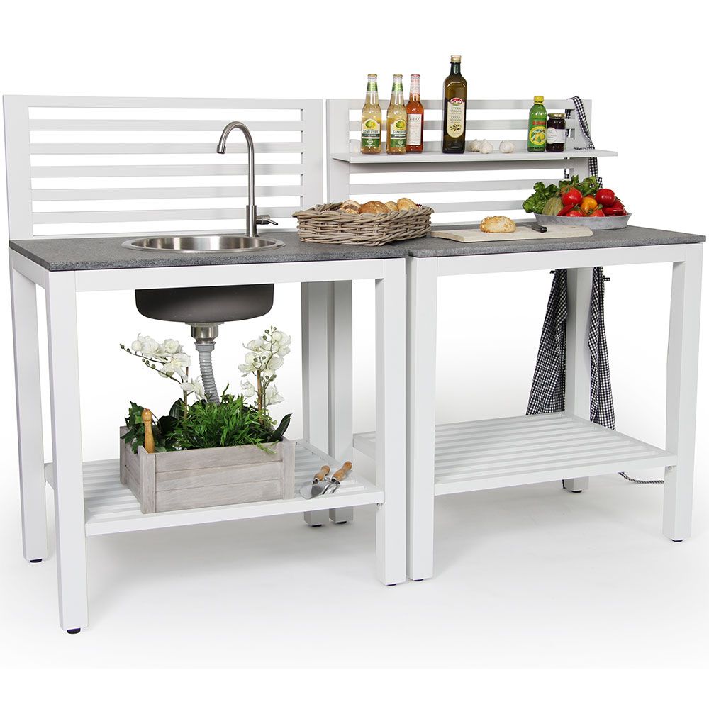 Bellac outdoor kitchen relief table white