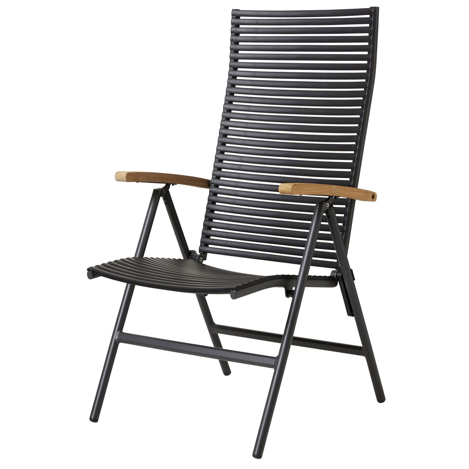 Mood stacking chair anthracite aluminium/teak