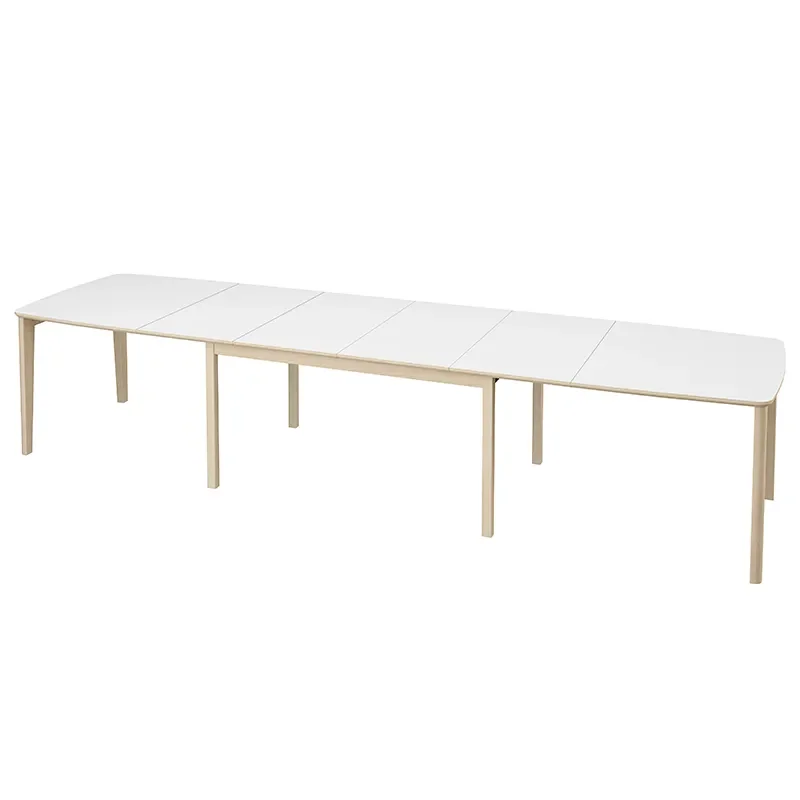 SM107 Dining table 101x160-316-368 cm White oiled oak - White laminate