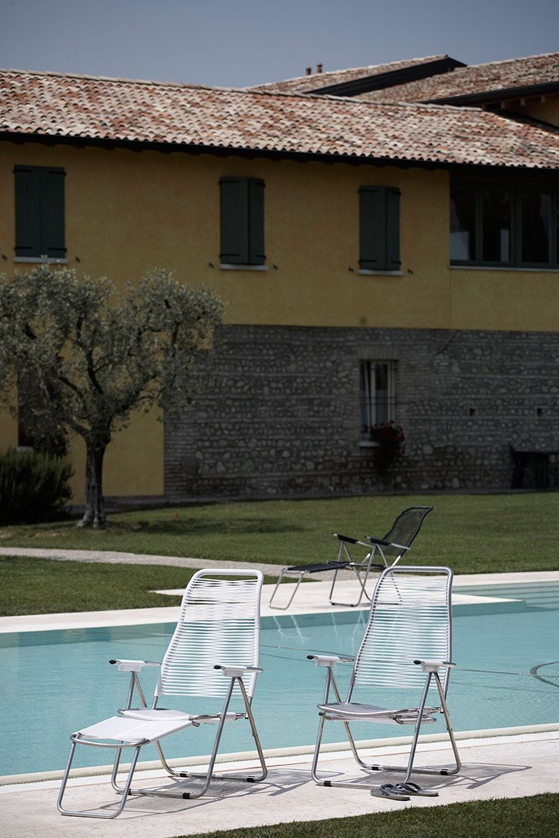 Spaghetti sun lounger white aluminium