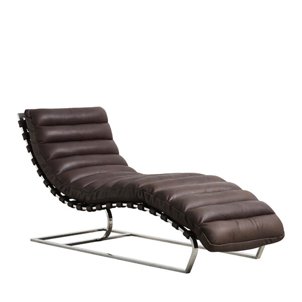 Cliff chaise longue in leather -Brown