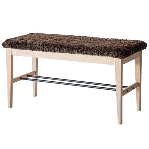 Cora Bench White oiled Oak/Sheepskin Brown