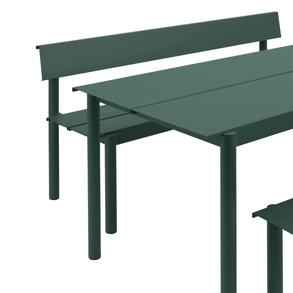 Straight steel bench 170cm Linear Steel Dark Green