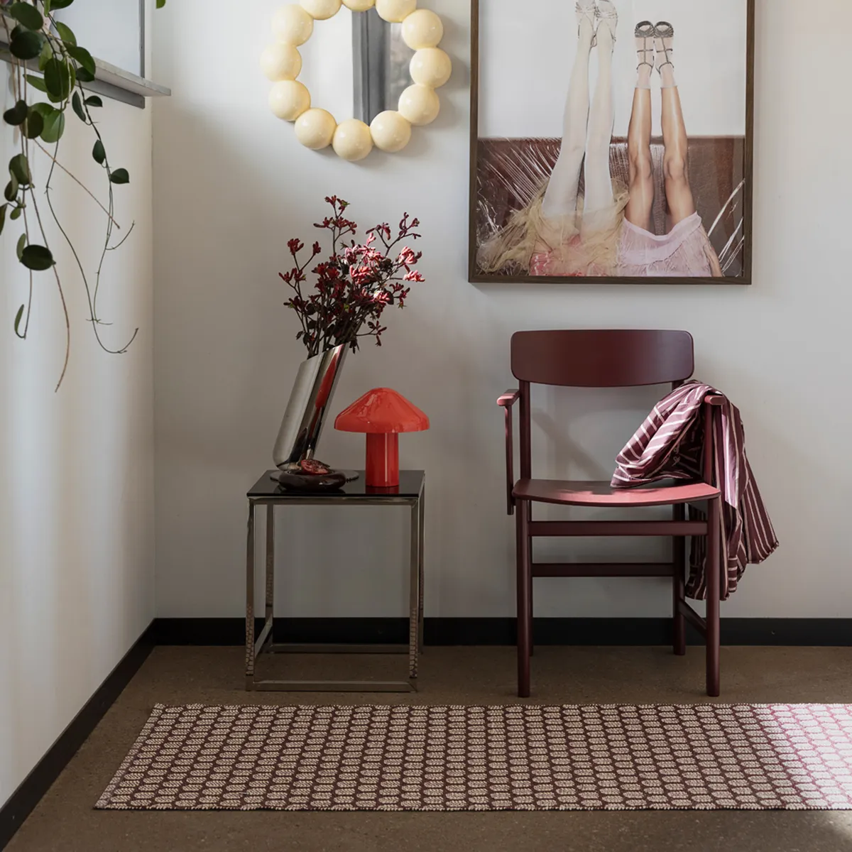 Reversible Plastic Rug MIMI Burgundy/Cream 180x260 cm