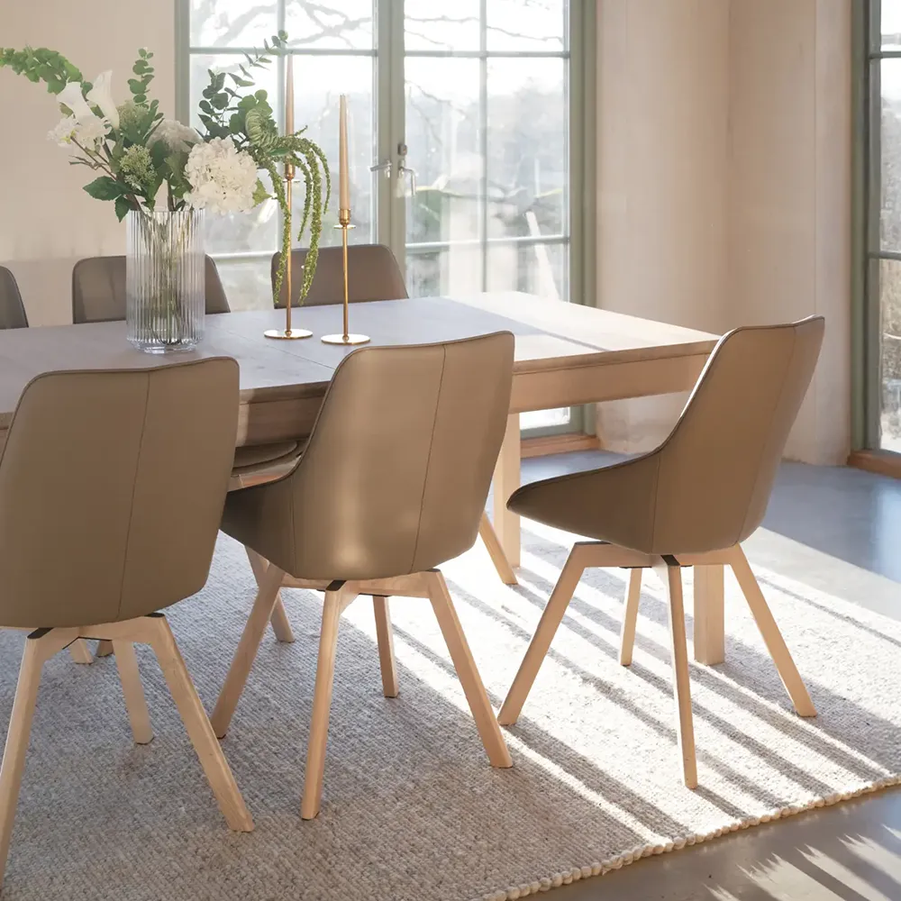 Alison dining chair beige leather/white pigmented oak legs