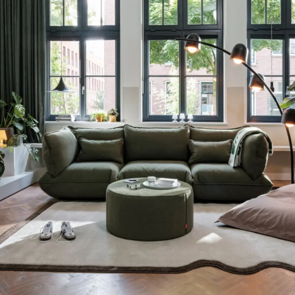 sumo corner seat boucle recycled leaf green