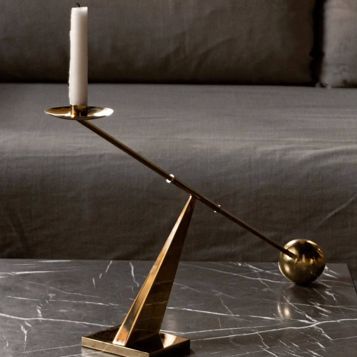 Interconnect Candlestick Large - Bronzed Brass