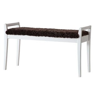 Meja Bench White lacquered Birch/Sheepskin Brown