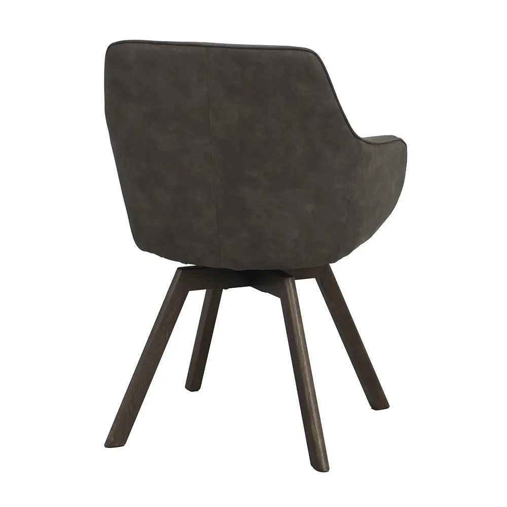 Alison chair with armrests darkgrey microfibre/brown oak legs