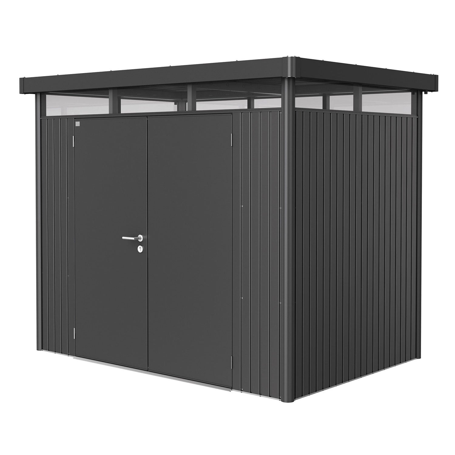 Highline Garden shed double door size h2 metallic dark grey Biohort