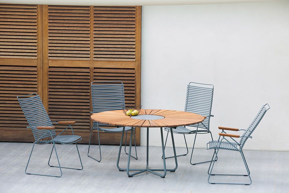 Circle dining table 150 cm aluminium / bamboo