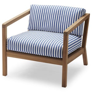 Virkelyst Armchair Sea Blue Stripe Teak