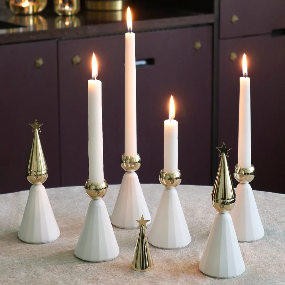 Soprano candlestick Brass and white lacquered aluminium