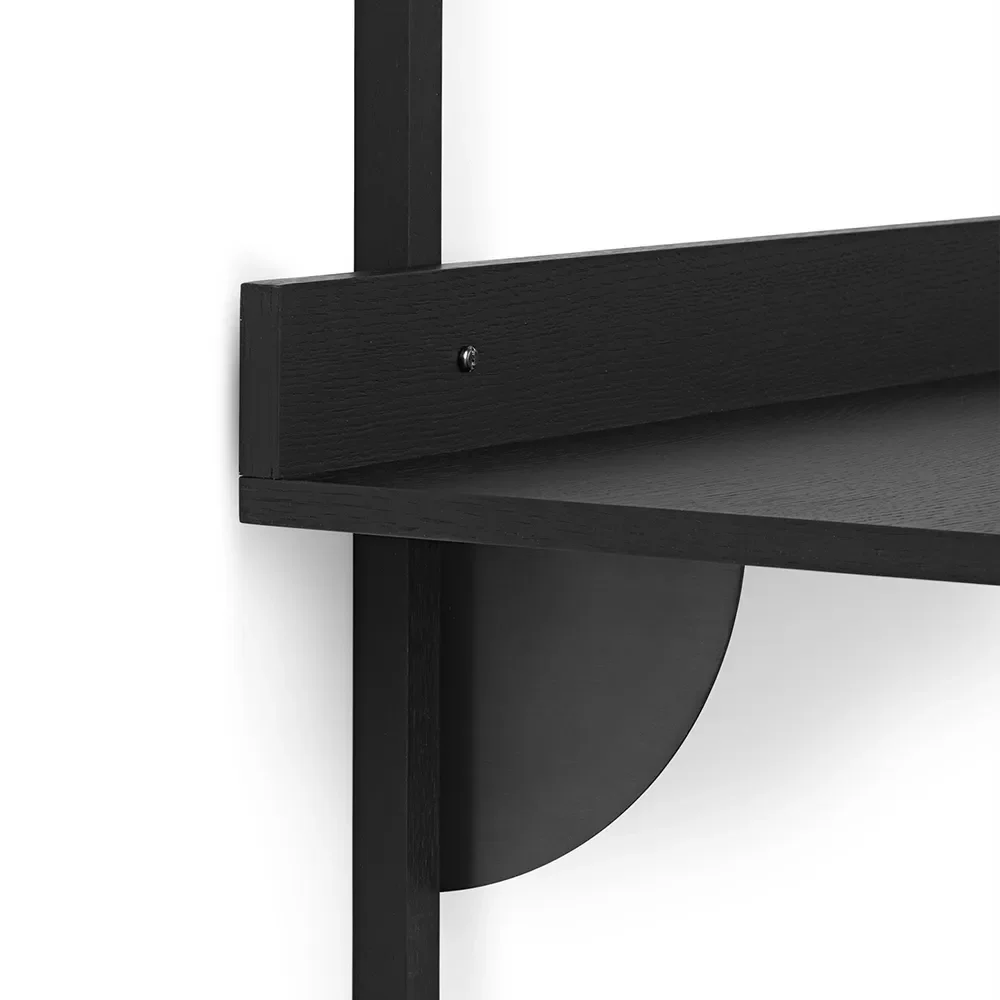 Sector Wall-mounted desk - Black Ash/Black Brass