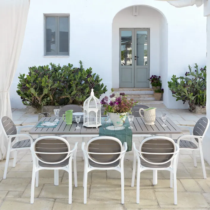 Alloro dining table 100x140-210 cm White Tortora