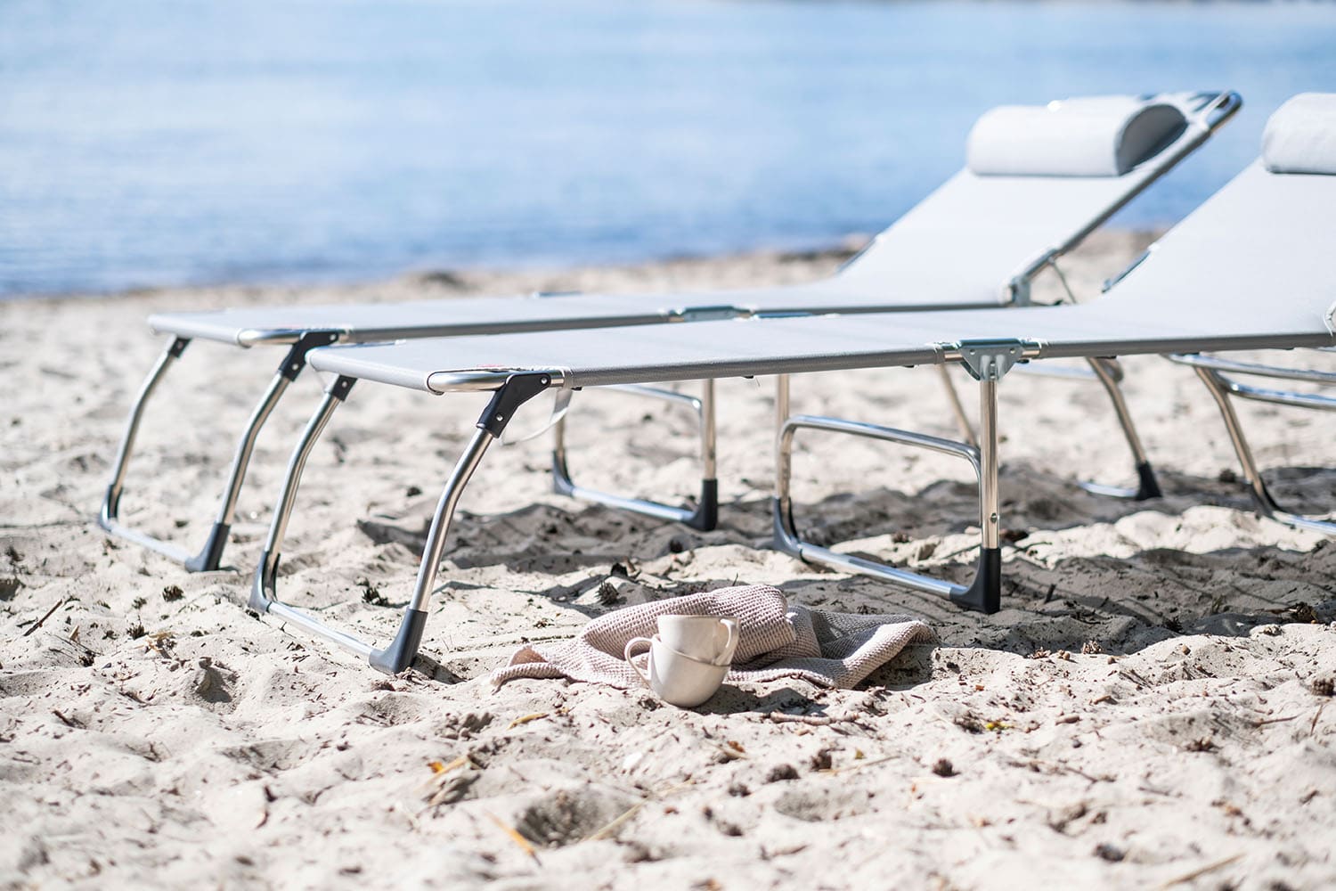 Amigo sunbed xxl grey aluminium/textilene