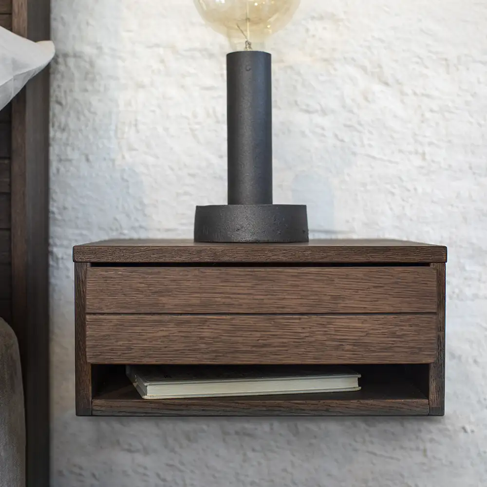 Trace Bedside table wall-hung Smoked oak