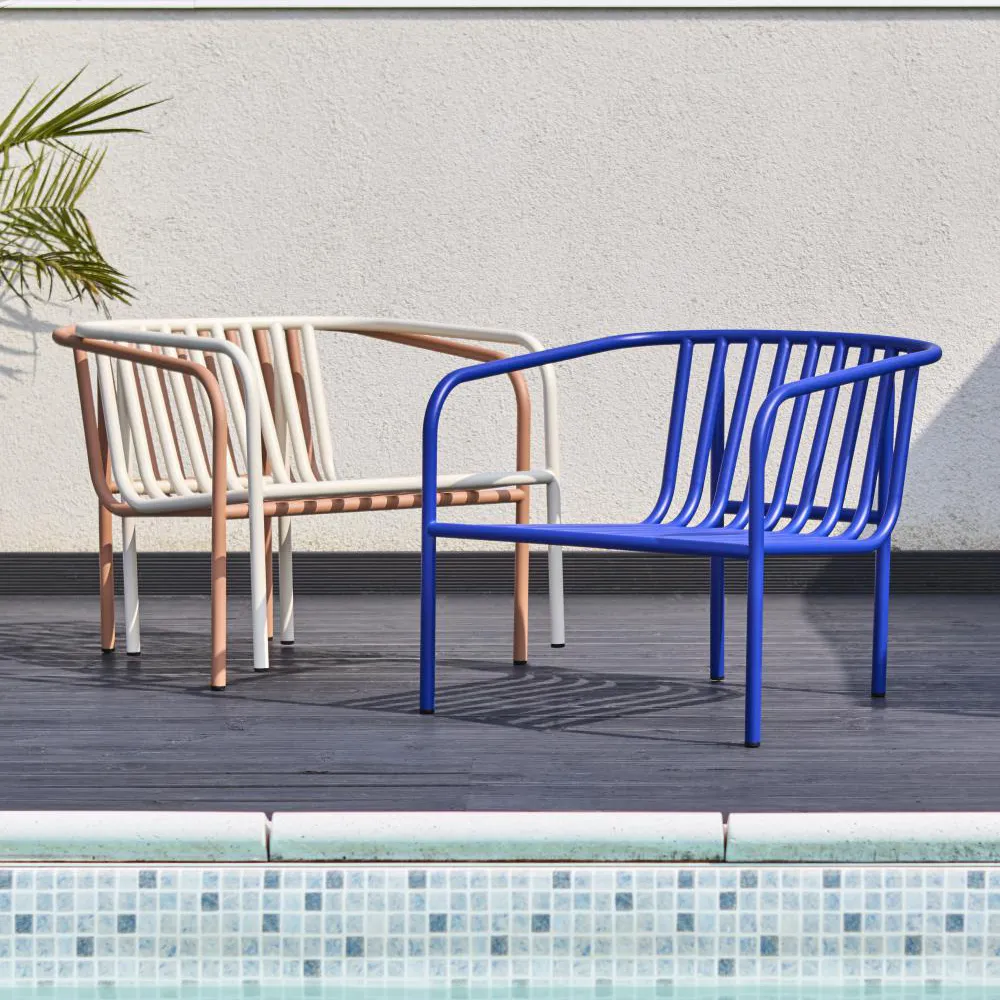 Bendt Armchair Teddy Beige/Indigo Blue