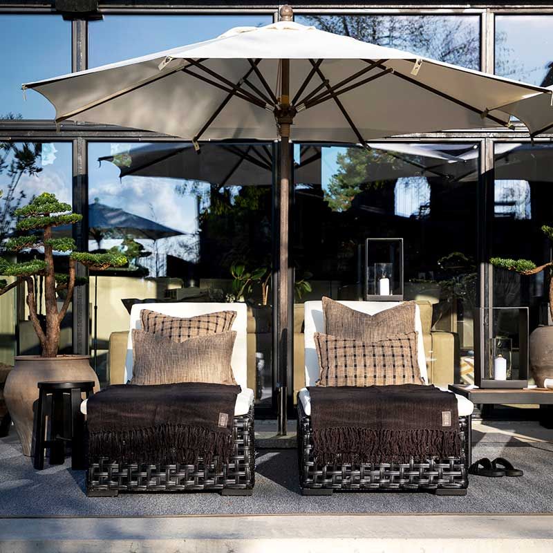 Sunbed Orlando Classic Synthetic rattan Black excl. cushion