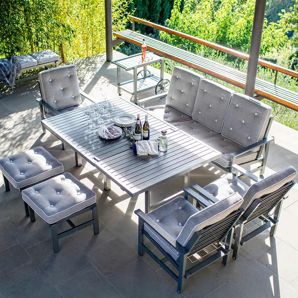 Table 80X142Cm Grey Aluminium