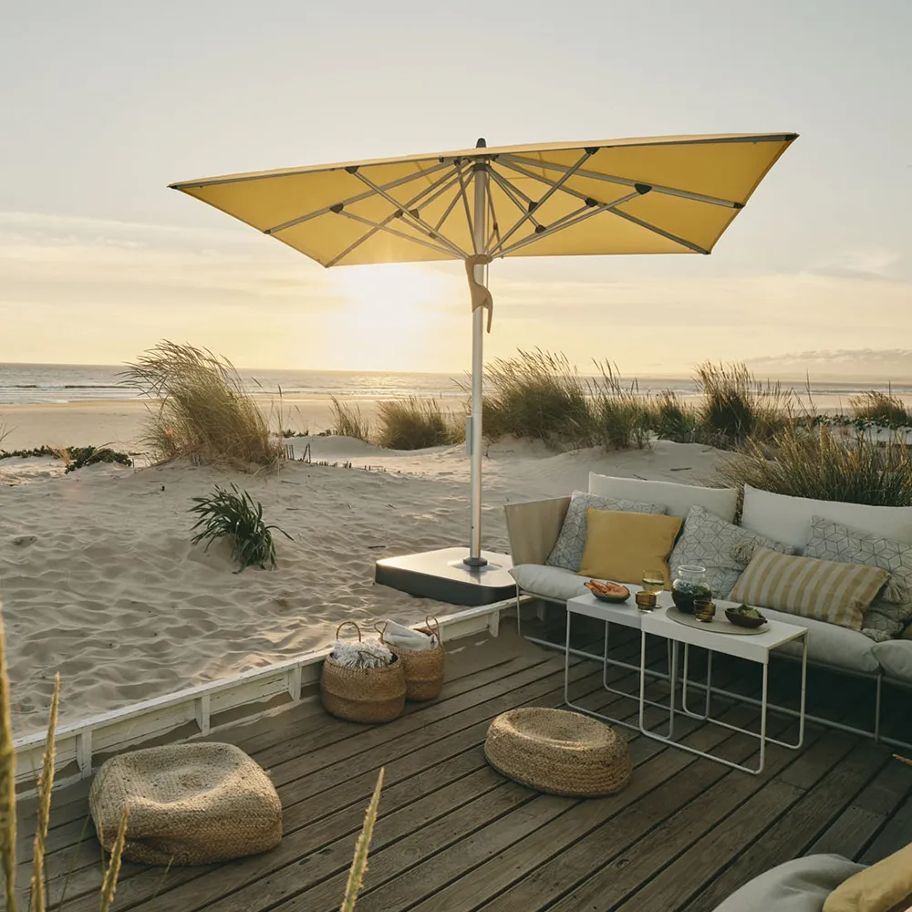 Fortello LED 350x350 cm parasol alu Cat.5 805 Walnut