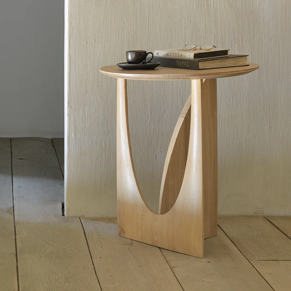 Geometric Side Table Oak 