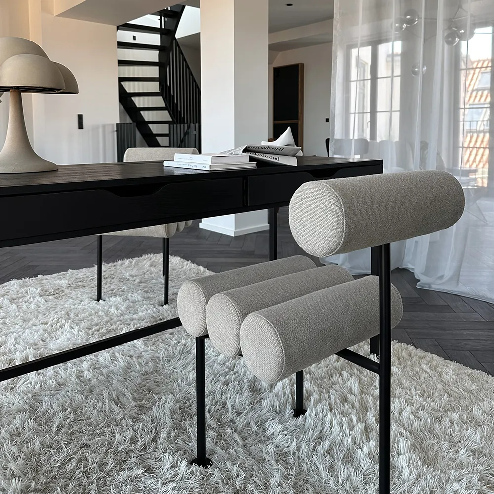 Hiro Dining Chair, Black Frame - Linen