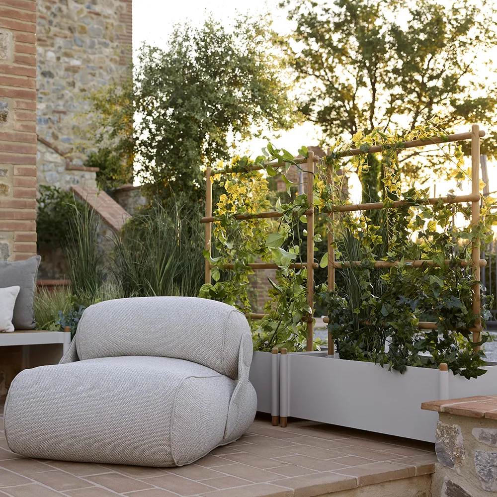 Sticks planter 103x58 cm with rack Teak/sand