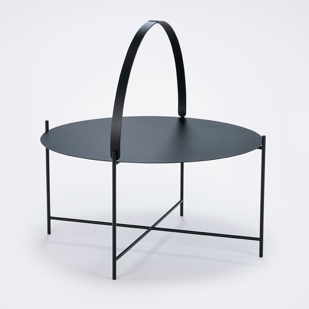 Edge side table 76 cm black steel