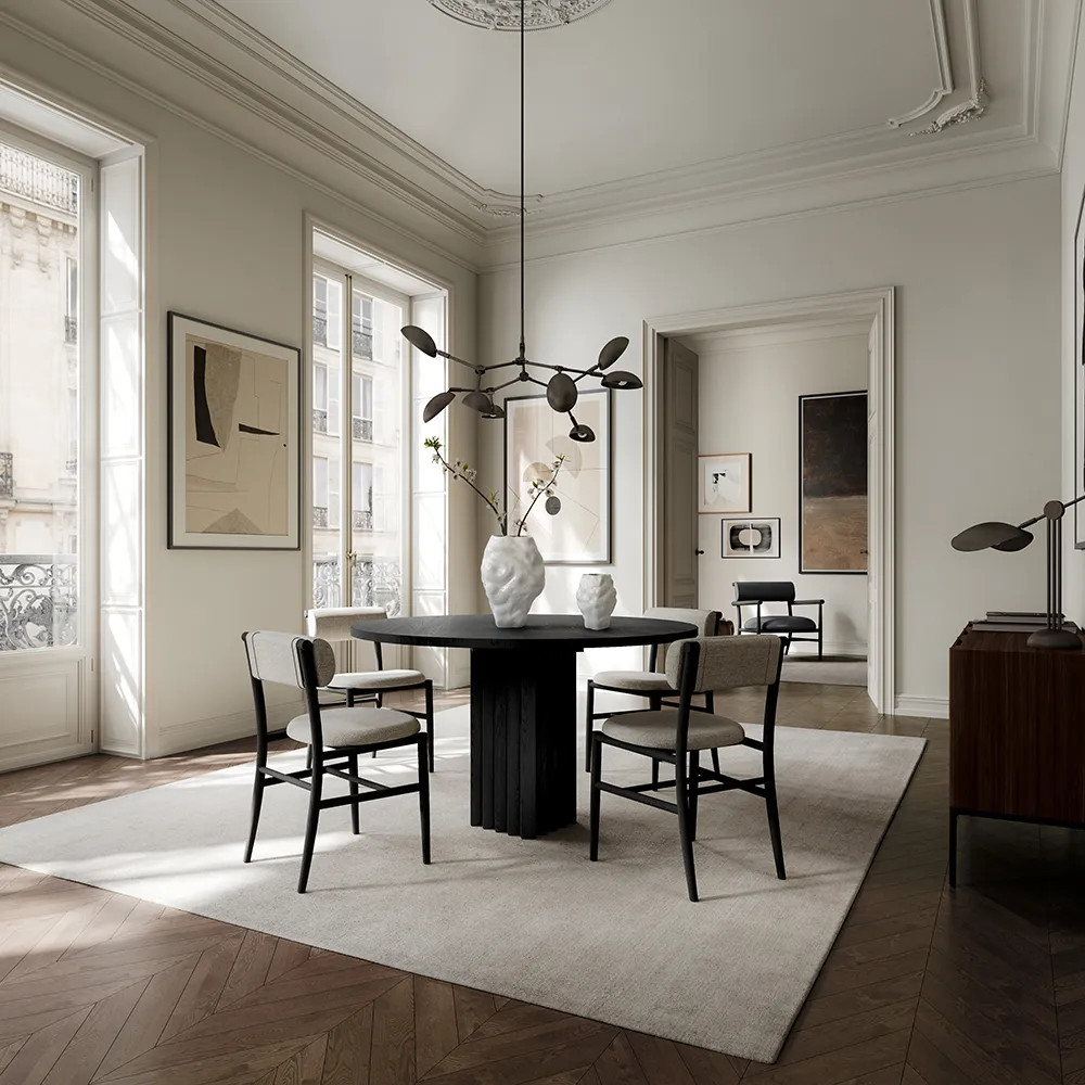 Arc Dining Table, Ø120 - Coffee Black Oak
