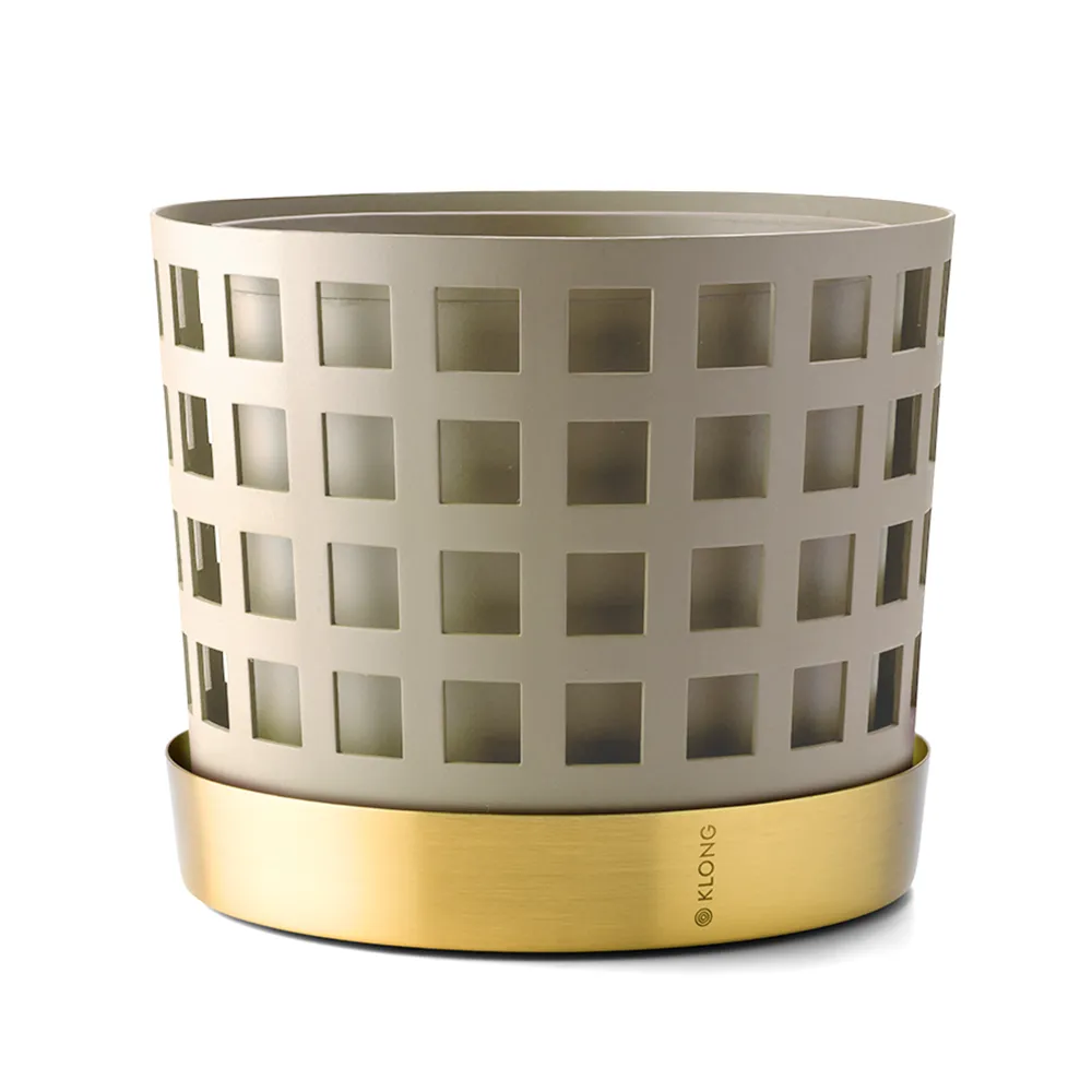 Trio Square Medium Blue Lacquered Thin Sheet Metal, Tray in Brass