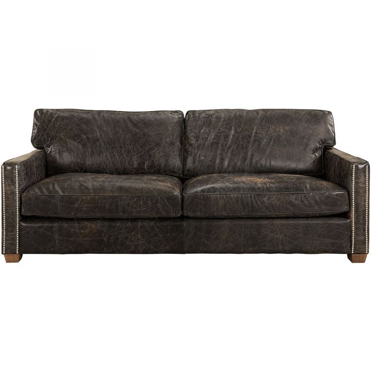 Viscount 3-seater sofa Leather Fudge