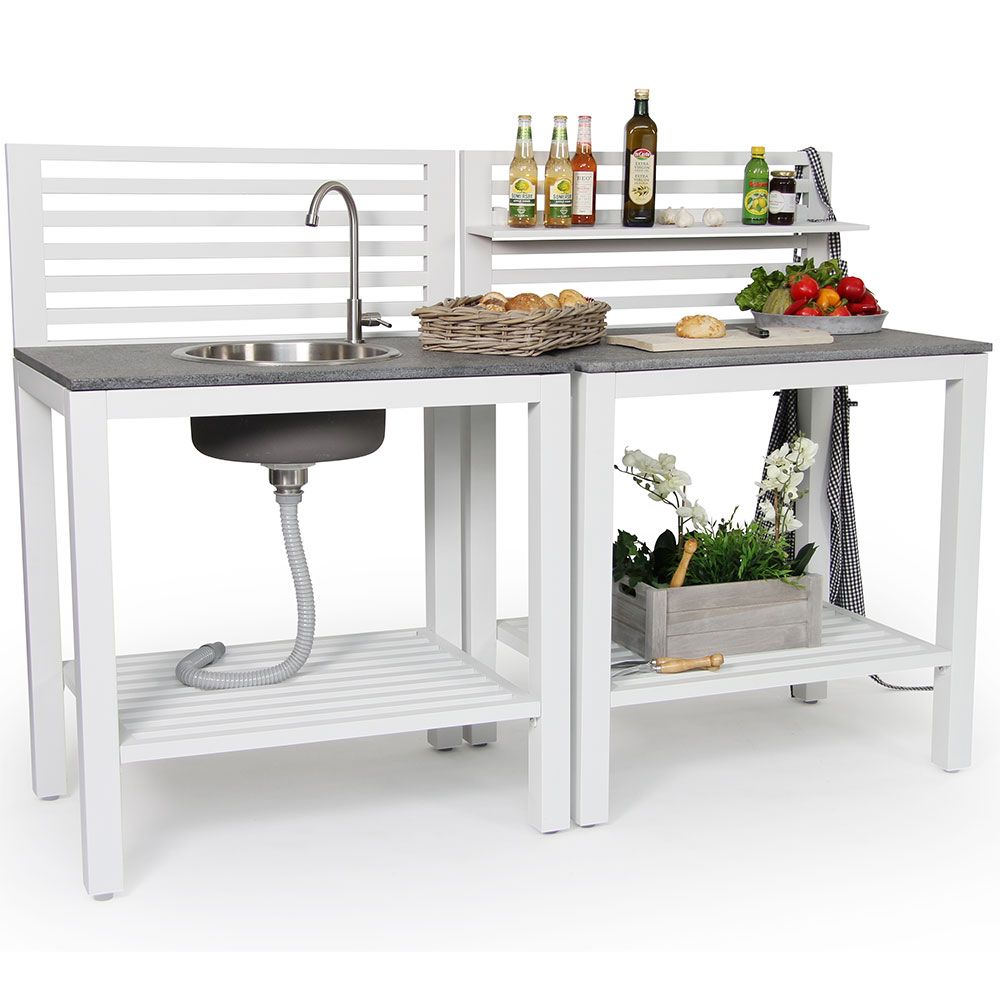 Bellac outdoor kitchen with sink white