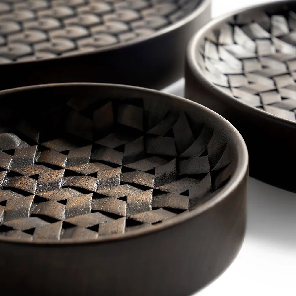 Tampa tray dark brown mahogany-Set of 3