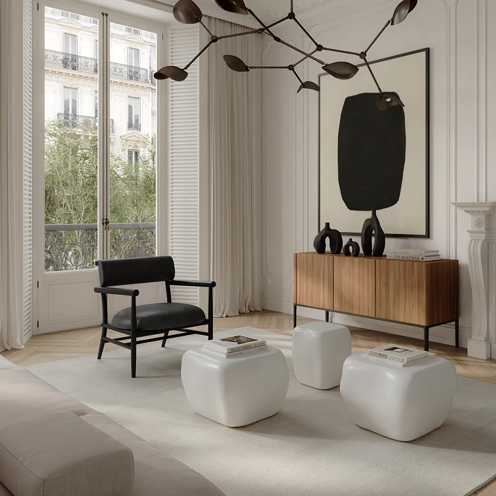 Nama Lounge Chair - Aniline leather black