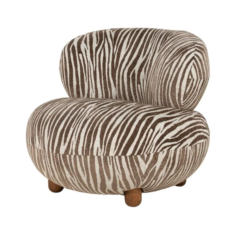 Mochi zebra 93x93x79 cm Fabric, Wood & Ijzer Brown