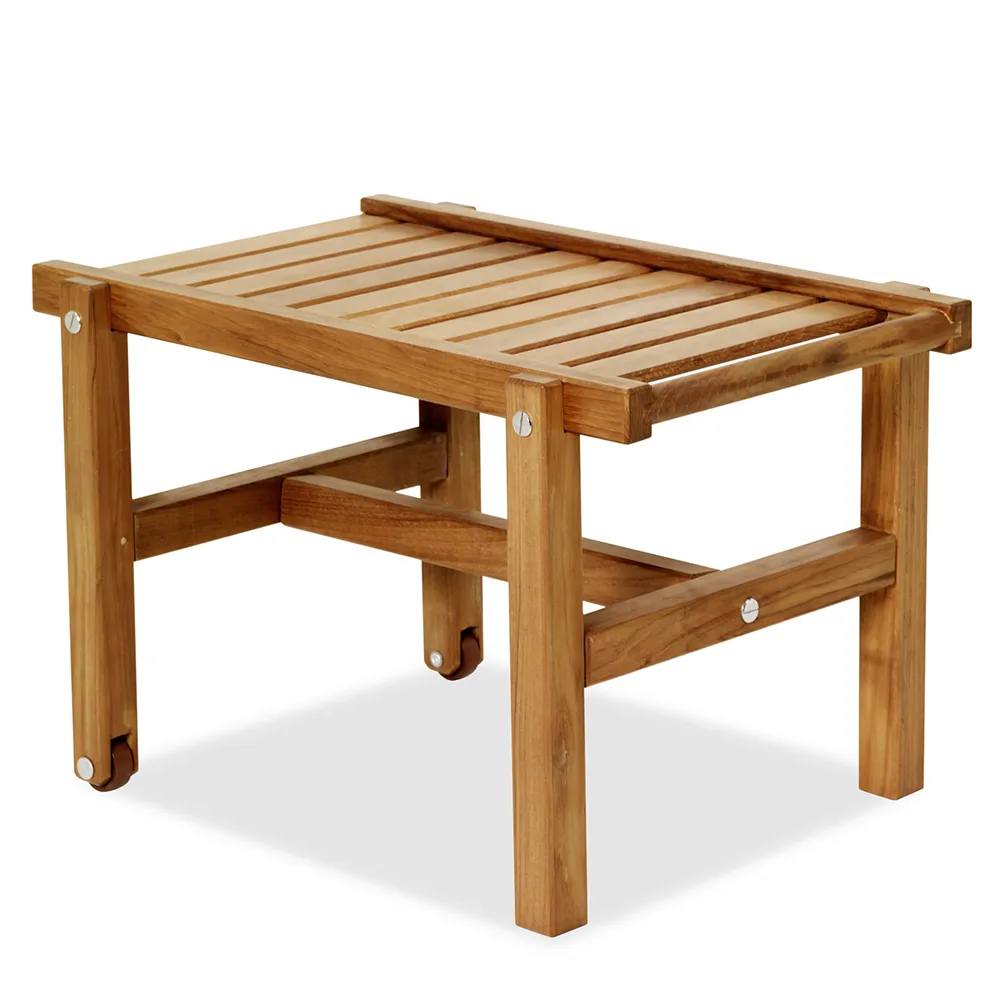 Rolling table with wheels Teak