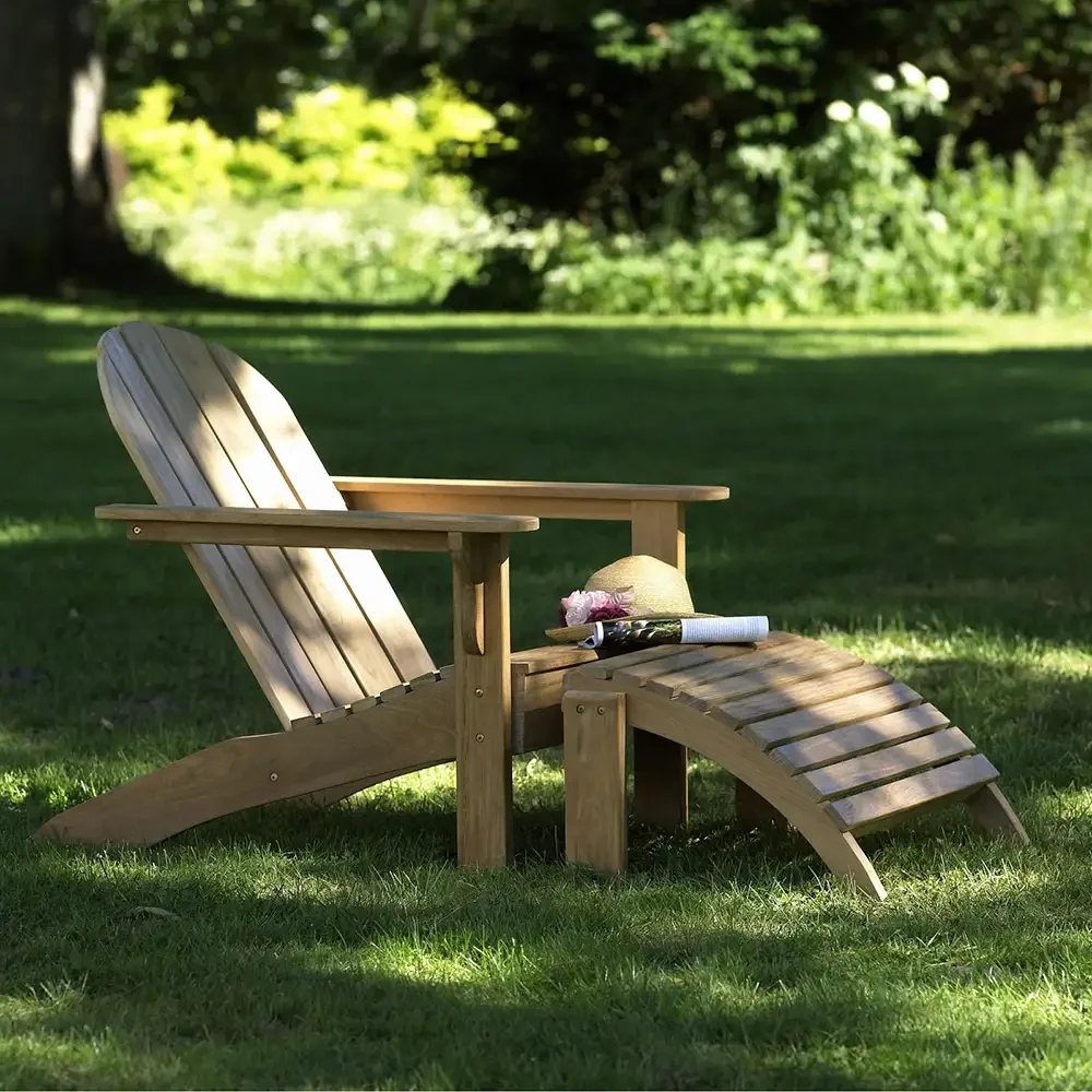 Adirondack armchair incl. stool teak