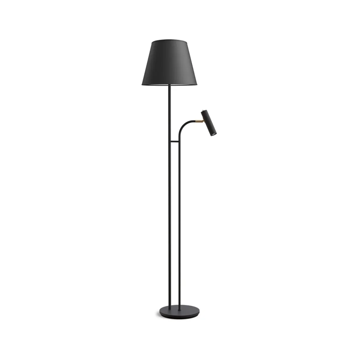 Slender floor lamp E27+GU10 metal textured black/brass