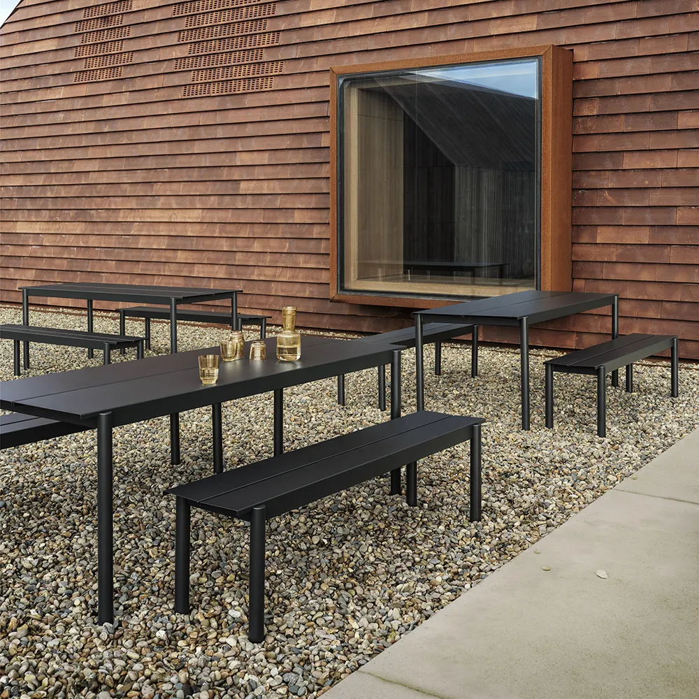 Linear Steel Dining table 200X75 cm Warm Galvanized Steel 