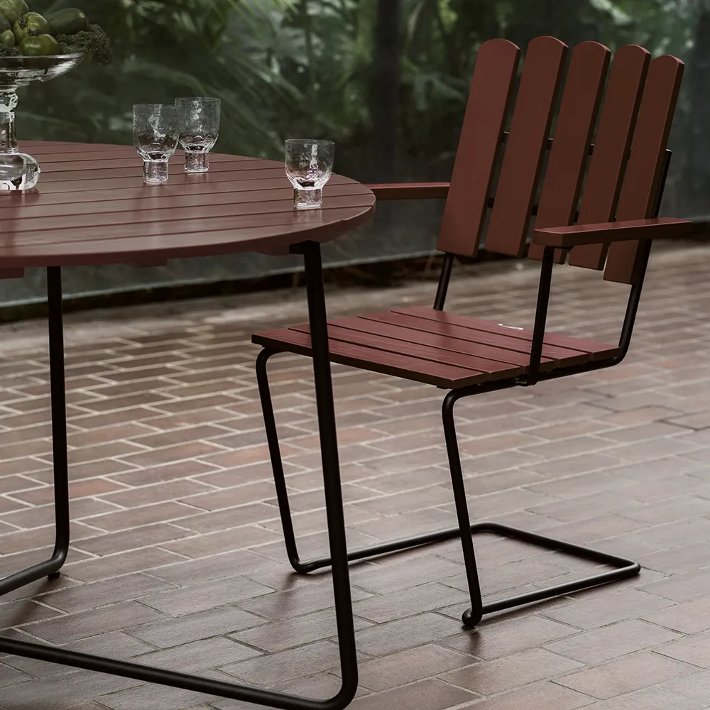 9A table 100 cm dark red / black