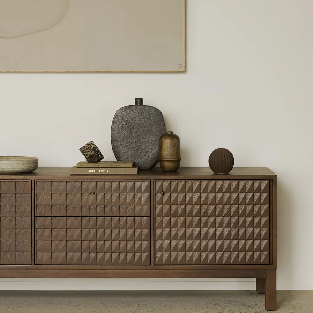 TV Cabinet in Teak Sono Light Brown L212 cm
