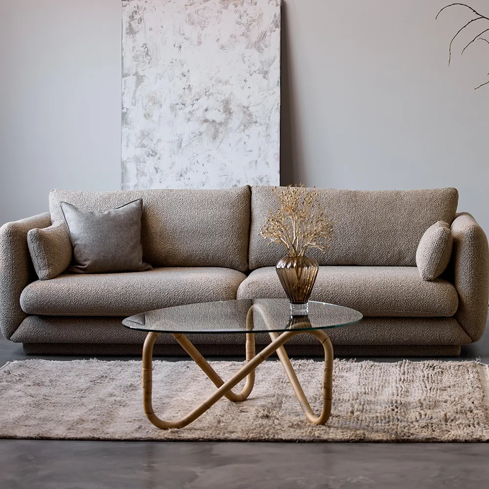Bloom 3-seater sofa w/plinth Taupe