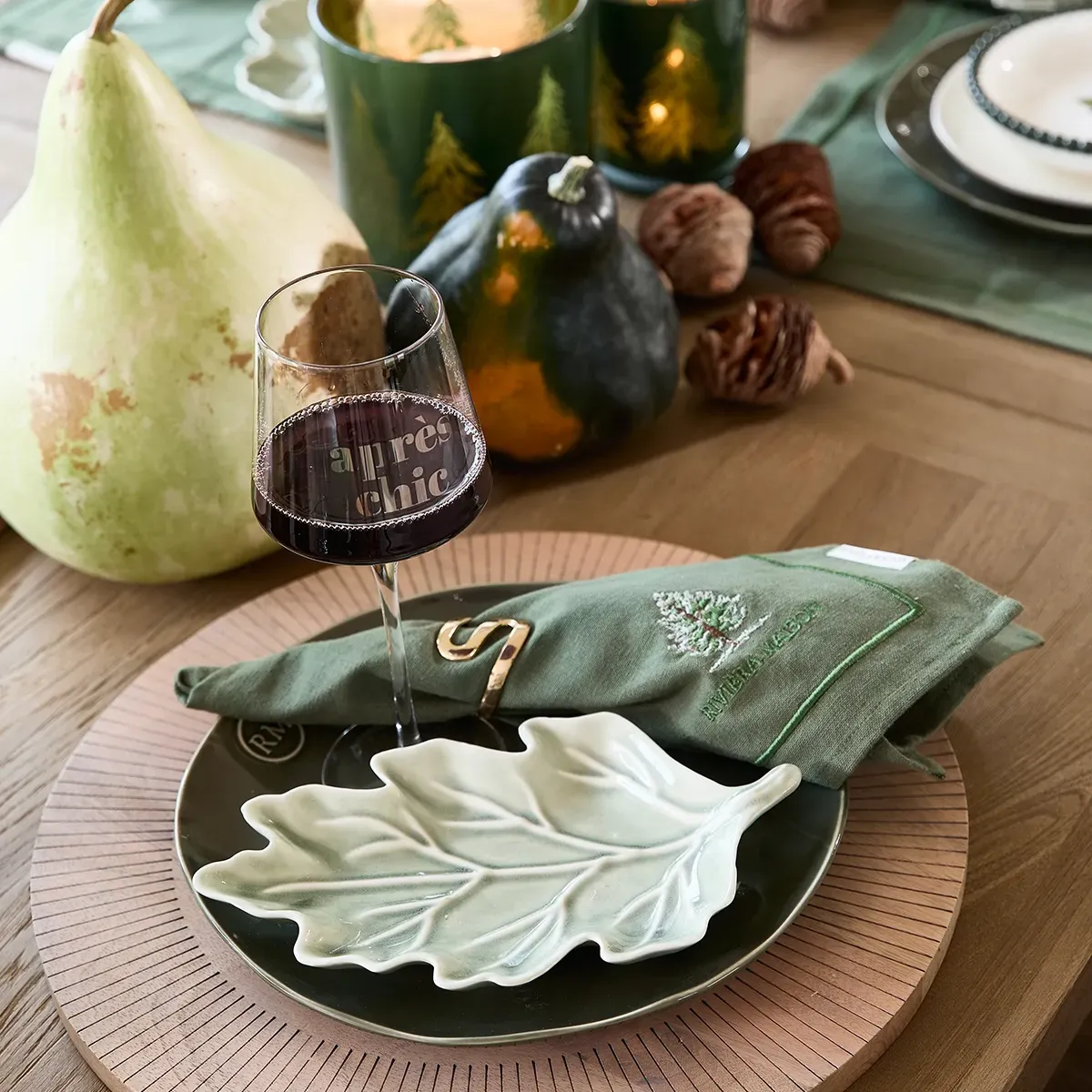 Plate Autumn Leaf 23.5x13.5 cm Green