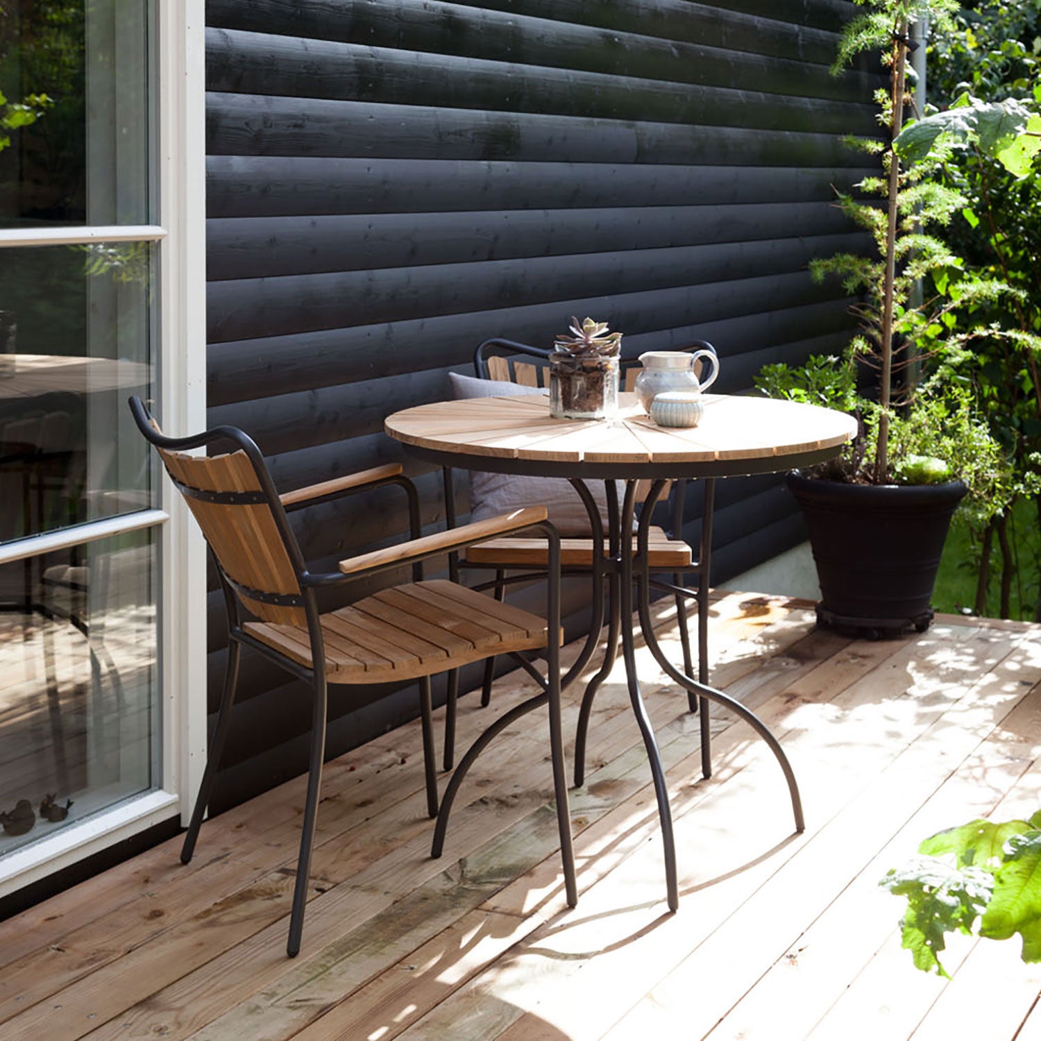 Hard & Ellen coffee table 80 cm anthracite/teak