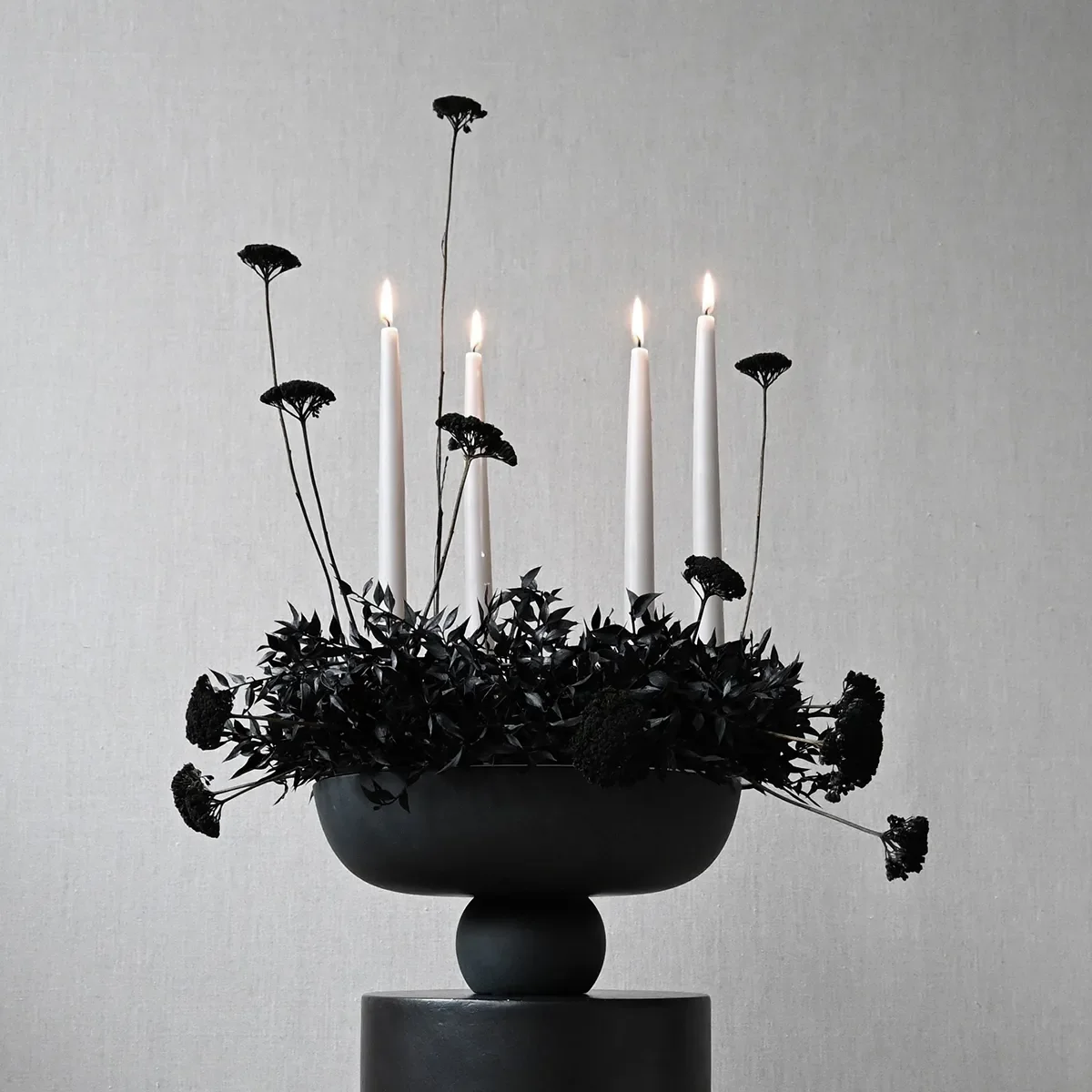 Hand-painted Decorative Bowl Baburu Medio Black Ø 30 cm