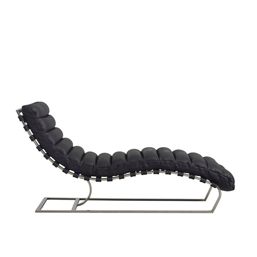 Cliff chaise longue in leather-Black