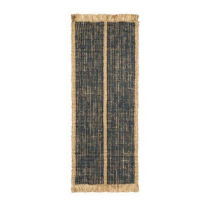 Athens Handwoven Jute Rug  80x200 cm- Natural/Ink Blu