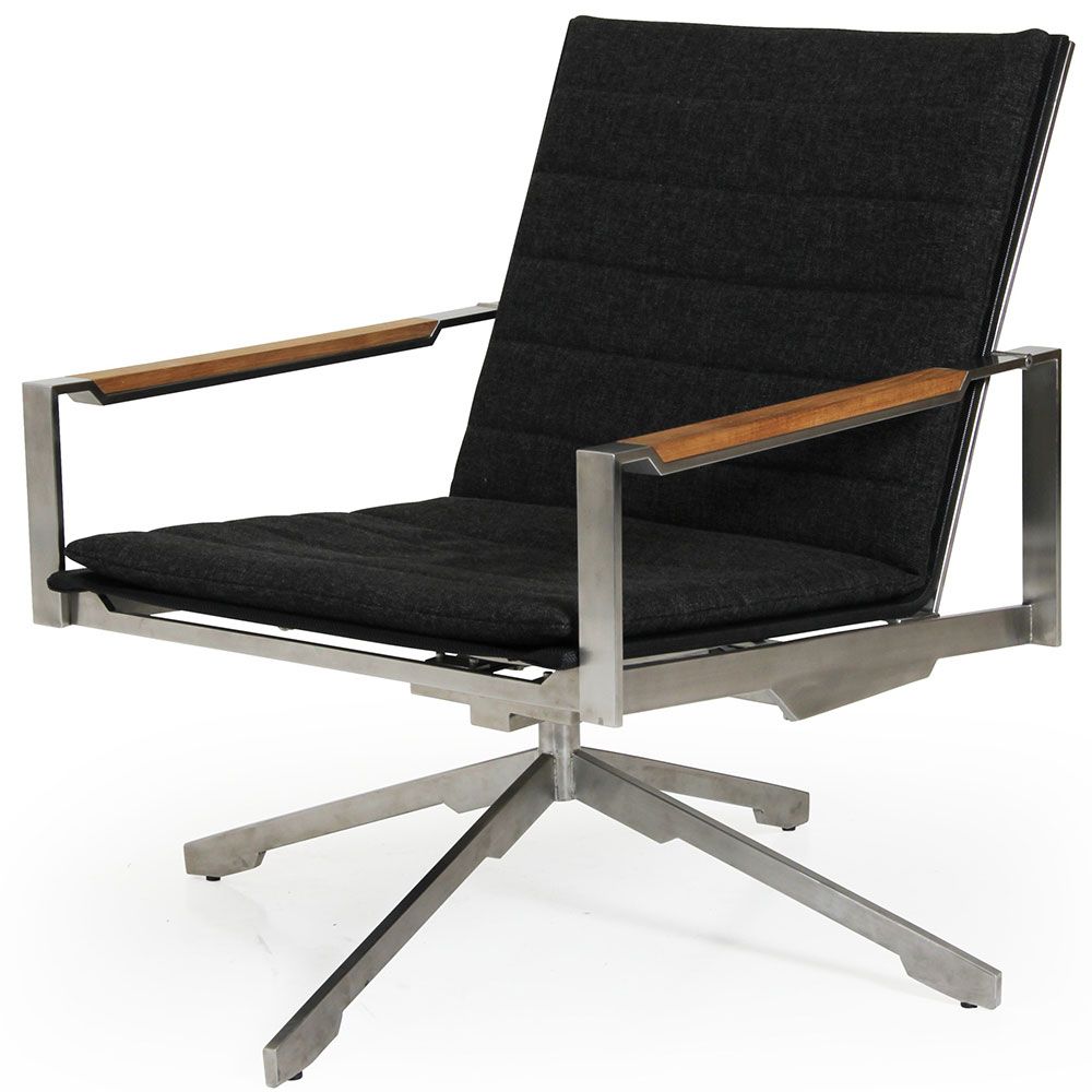 Gotland swivel armchair steel/teak