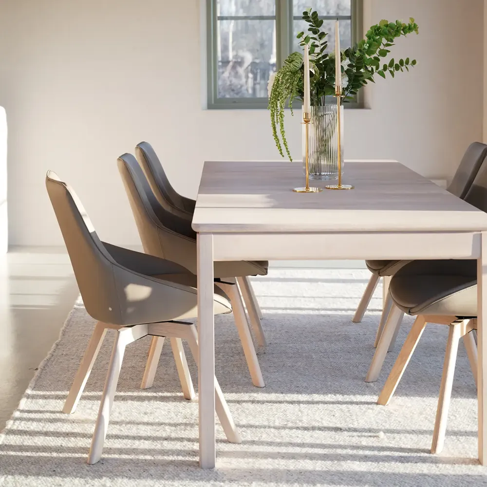 Alison dining chair beige leather/white pigmented oak legs
